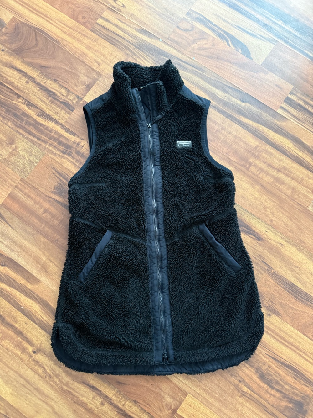L.L. Bean Women’s Long Black Sherpa Fleece Vest